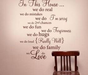 IN THIS HOUSE Wall Words Vinyl Decal Rules Quote - Wall Decor Lettering Art